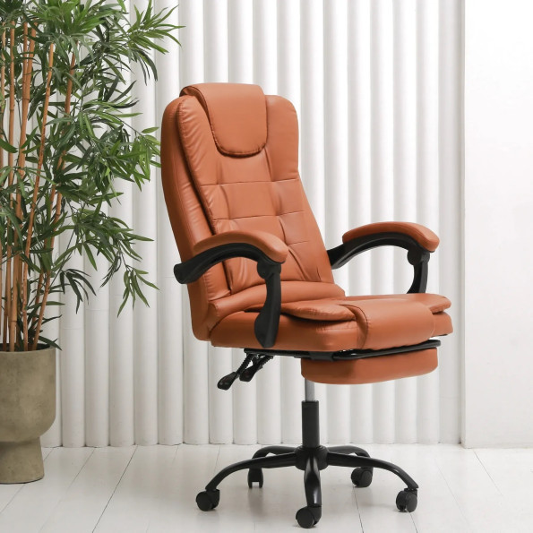Офисное кресло с эко-кожи усиленное коричневое -
                                                        Фото 3