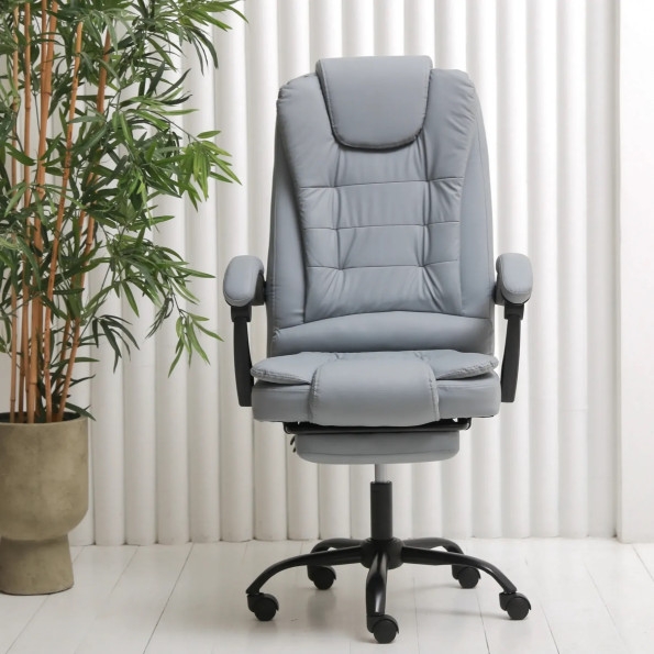 Офисное кресло с эко-кожи усиленное серое -
                                                        Фото 3