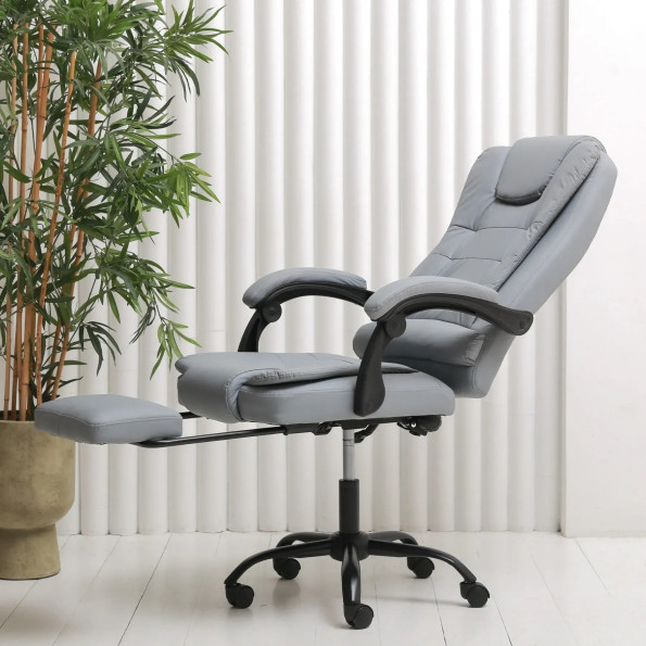 Офисное кресло с эко-кожи усиленное серое -
                                                        Фото 4