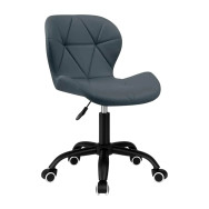 Кресло компьютерное на колесах из эко-кожи серое