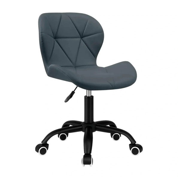 Кресло компьютерное на колесах из эко-кожи серое