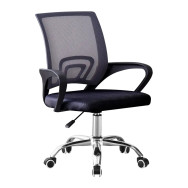 Кресло офисное на колесах из сетки и ткани черное