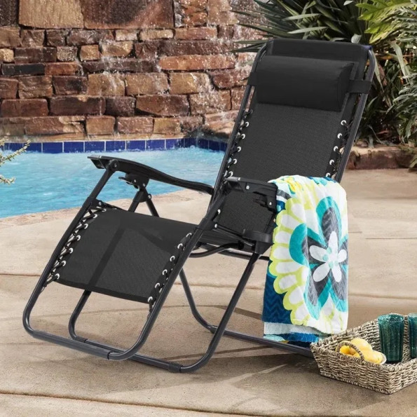 Шезлонг з підстаканником Чорний -
                                                        Фото 2