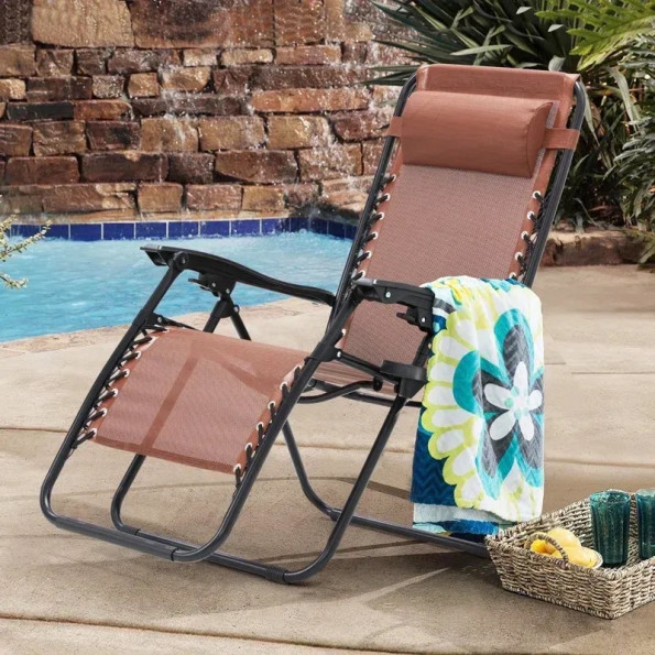 Шезлонг з підстаканником Коричневий -
                                                        Фото 2