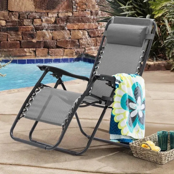 Шезлонг з підстаканником Сірий -
                                                        Фото 2