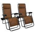 Комплект з 2 шезлонгів з підстаканником Коричневий