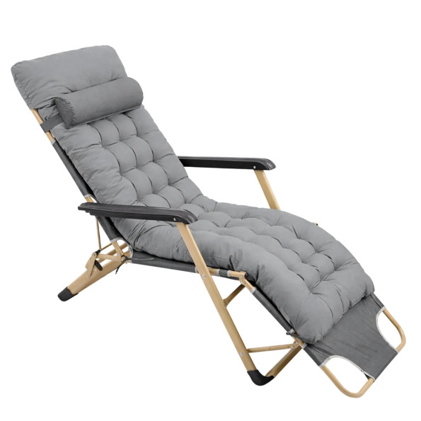 Шезлонг з подушкою-підголівником та матрасом Сірий