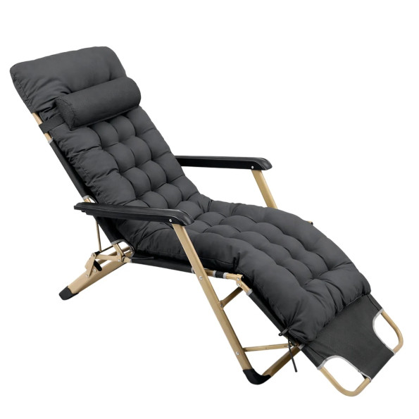 Шезлонг з подушкою-підголівником та матрасом Темно-сірий