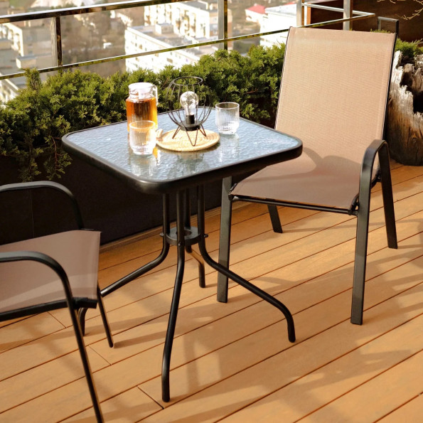 Стіл садовий квадратний 60x60x70см чорний -
                                                        Фото 2