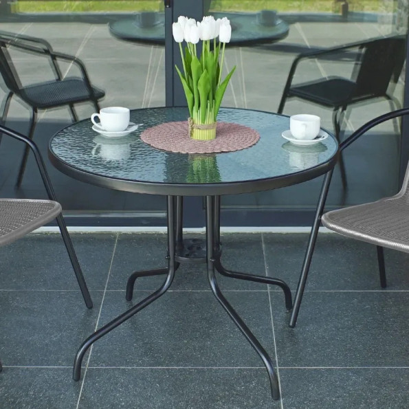 Стіл садовий круглий 80 см чорний -
                                                        Фото 2