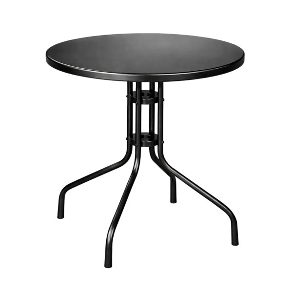 Стіл садовий круглий 60 см, повністю сталевий, чорний