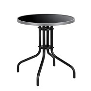 Садовый стол круглый 60 см, черный закаленное стекло