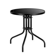 Стіл садовий круглий 60 см чорний, загартоване скло