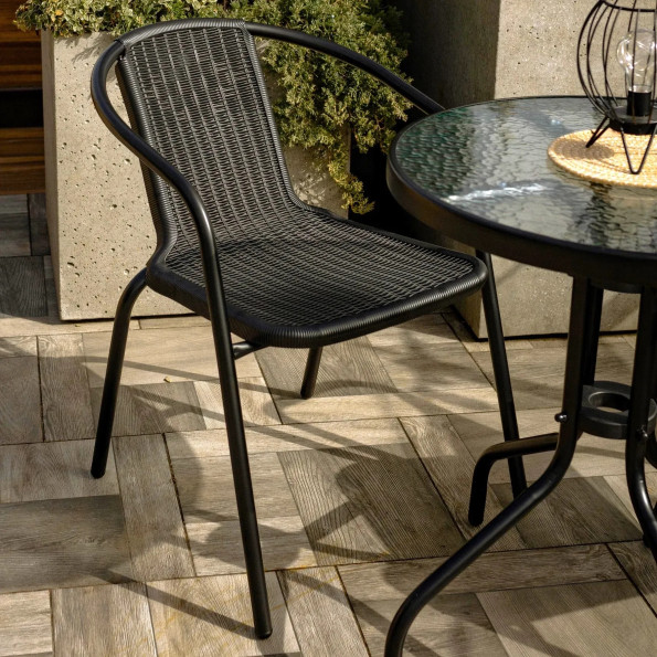 Комплект садовых стульев 2 стула с ротанга Черный -
                                                        Фото 2