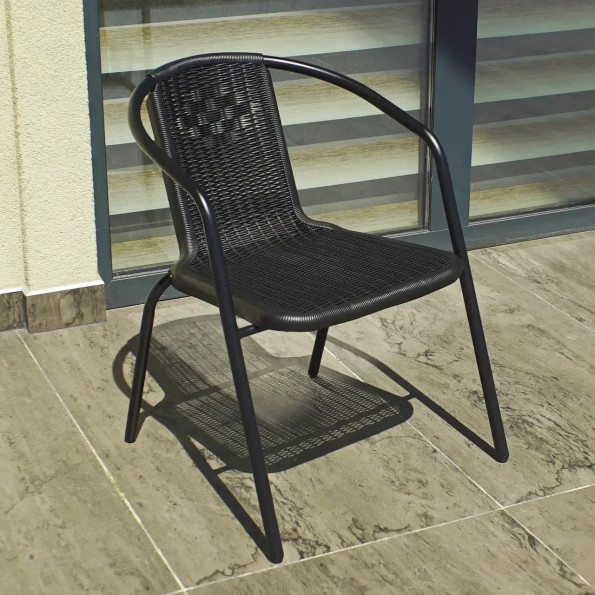 Садовий стілець вуличний з міцного з ротанга Чорний -
                                                        Фото 3