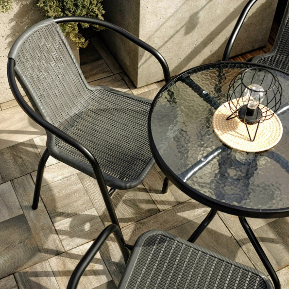 Садовий стілець вуличний з міцного з ротанга Сірий -
                                                        Фото 2