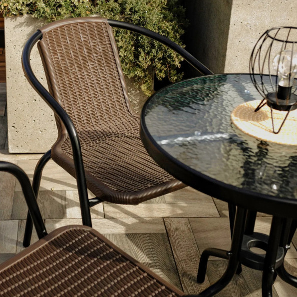 Садовий стілець вуличний з міцного з ротанга Коричневий -
                                                        Фото 2