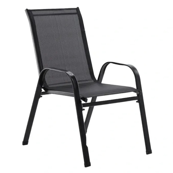 Садовий стілець із текстилену вуличний на металевій рамі Чорний