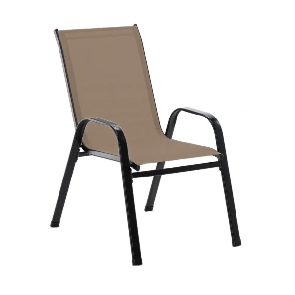 Садовый стул из текстилена уличный на металлической раме Коричневый