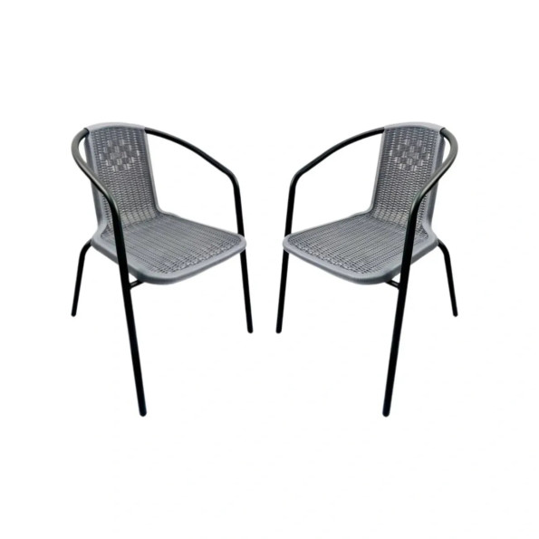 Комплект садових стільців 2 стільці з ротанга Сірий