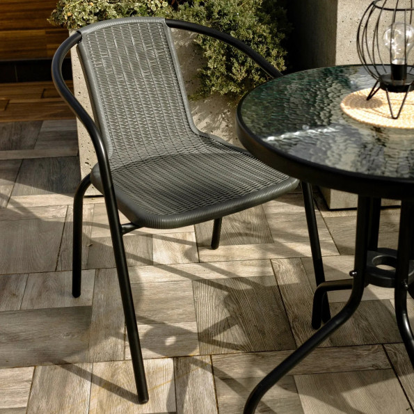 Комплект садових стільців 2 стільці з ротанга Сірий -
                                                        Фото 2