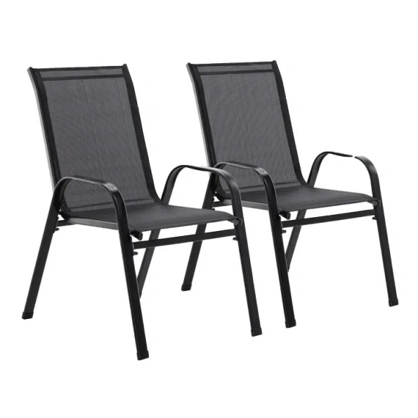 Комплект садовых стульев 2 шт из текстилена на металлической раме Черный