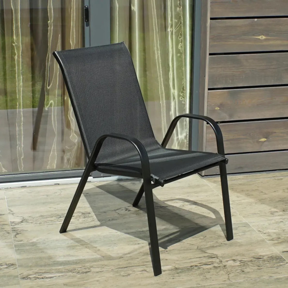 Комплект садовых стульев 2 шт из текстилена на металлической раме Черный -
                                                        Фото 3