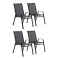 Комплект садовых стульев 4 шт из текстилена на металлической раме Черный