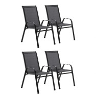 Комплект садовых стульев 4 шт из текстилена на металлической раме Черный Комплект садовых стульев 4 шт из текстилена на металлической раме Черный