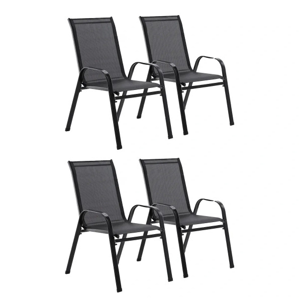 Комплект садовых стульев 4 шт из текстилена на металлической раме Черный
