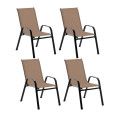 Комплект садових стільців 4 шт із текстилену на металевій рамі Коричневий