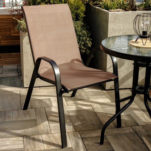 Комплект садових стільців 4 шт із текстилену на металевій рамі Коричневий -
                                                        Фото 2