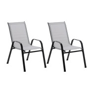 Комплект садовых стульев 2 шт из текстилена на металлической раме Серый Комплект садовых стульев 2 шт из текстилена на металлической раме Серый