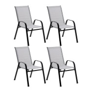 Комплект садових стільців 4 шт із текстилену на металевій рамі Сірий