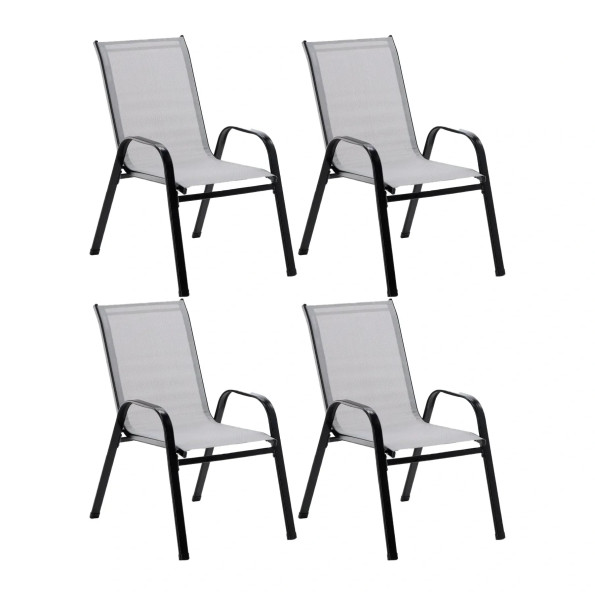 Комплект садовых стульев 4 шт из текстилена на металлической раме Серый