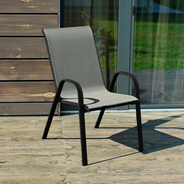 Комплект садовых стульев 4 шт из текстилена на металлической раме Серый -
                                                        Фото 2