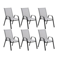 Комплект садовых стульев 6 шт из текстилена на металлической раме Серый Комплект садовых стульев 6 шт из текстилена на металлической раме Серый