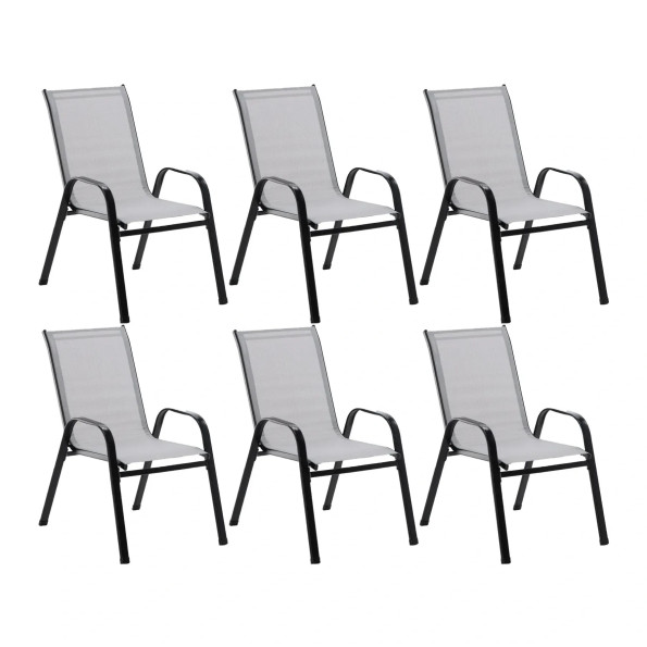 Комплект садовых стульев 6 шт из текстилена на металлической раме Серый