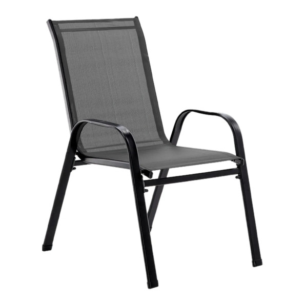 Садовий стілець із текстилену вуличний на металевій рамі Темно-сірий
