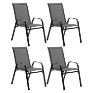 Комплект садовых стульев 4 шт из текстилена на металлической раме Темно-серый Комплект садовых стульев 4 шт из текстилена на металлической раме Темно-серый