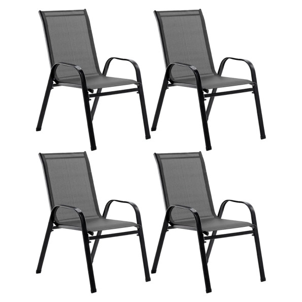 Комплект садовых стульев 4 шт из текстилена на металлической раме Темно-серый