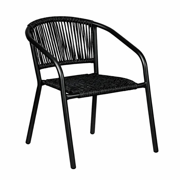 Садовий стілець вуличний з міцного з плетного штучного ротанга Чорний