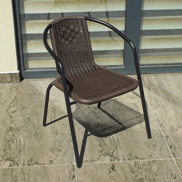 Комплект садовых стульев 6 шт с ротанга с подлокотниками Коричневый -
                                                        Фото 3