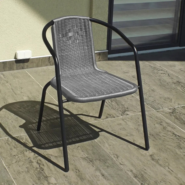 Комплект садовых стульев 6 шт с ротанга с подлокотниками Серый -
                                                        Фото 3