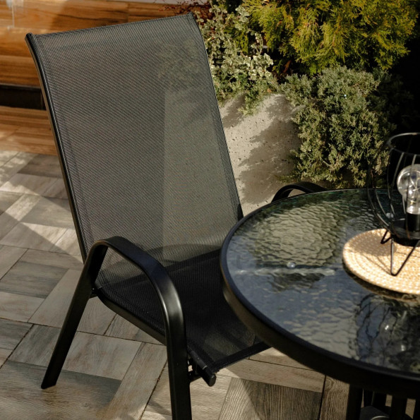 Комплект садових стільців 6 шт із текстилену на металевій рамі Чорний -
                                                        Фото 2