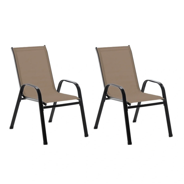 Комплект садових стільців 2 шт із текстилену на металевій рамі Коричневий