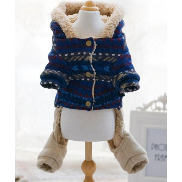 Зимний комбинезон для собак Cheepet "Узорчики" синий -
                                                        Фото 7