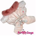 Зимний комбинезон для собак For My Dogs "Горошки" розовый