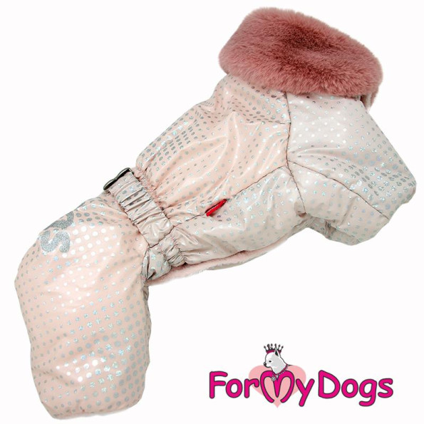 Зимний комбинезон для собак For My Dogs "Горошки" розовый -
                                                        Фото 2