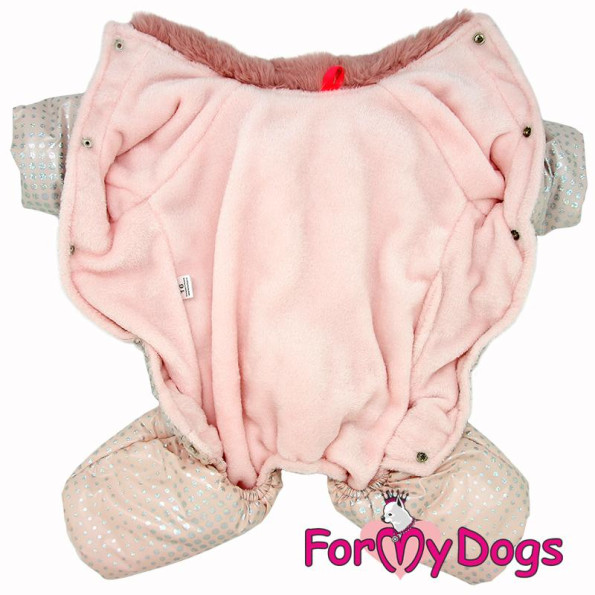 Зимний комбинезон для собак For My Dogs "Горошки" розовый -
                                                        Фото 3